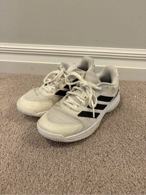 Kids Adidas Barricade Tennis Shoes, Black and White